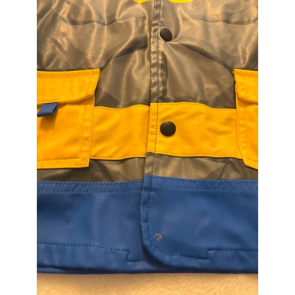 Western Chief Kids Batman Raincoat Blue Grey Yellow Hooded Rain Jacket 4T